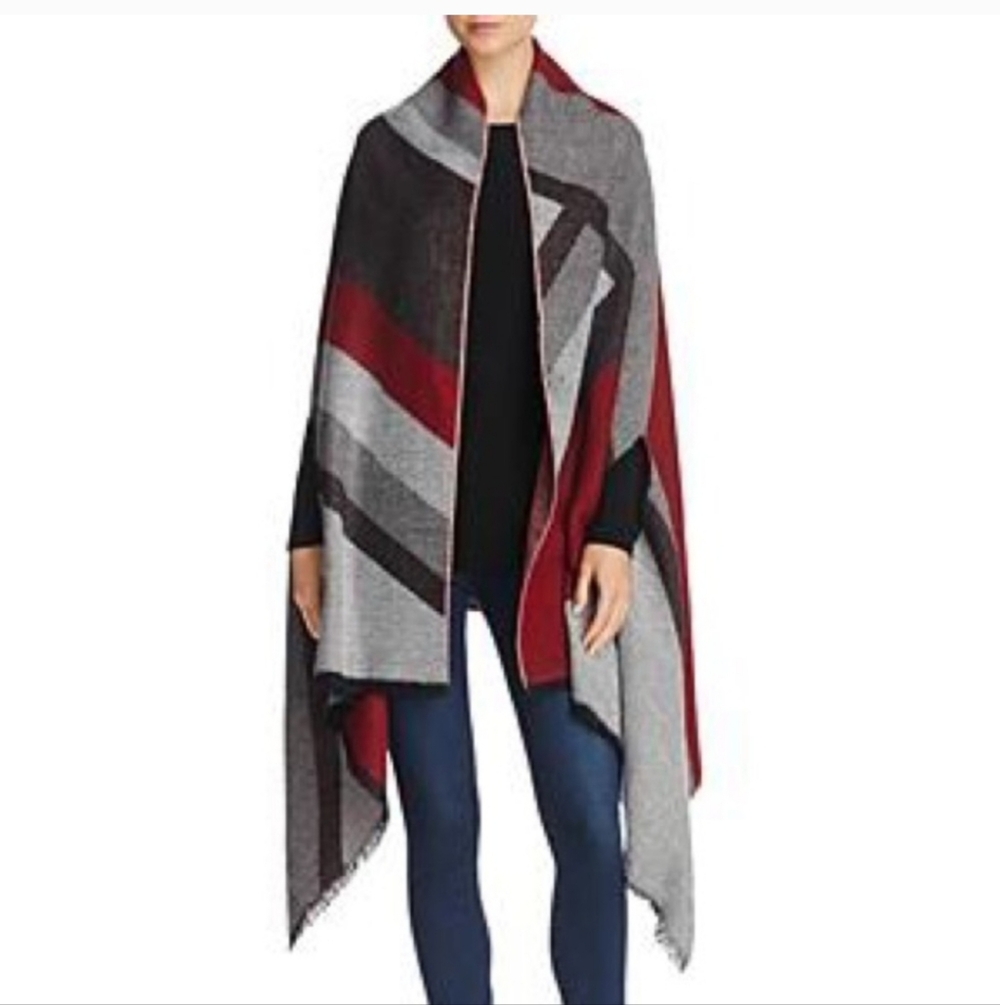 Aqua Gray and Red Geometric Poncho Christmas Gift